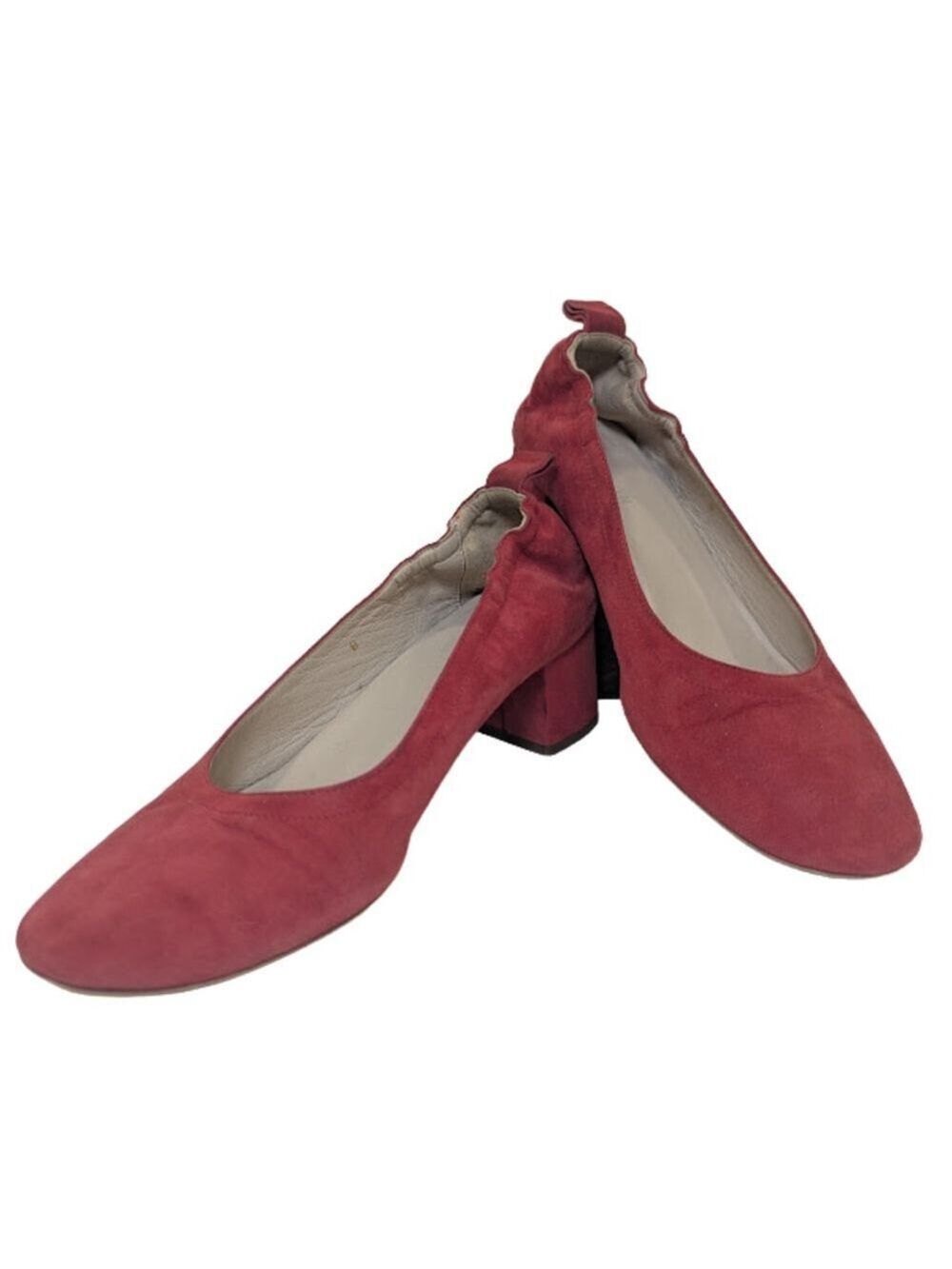 Everlane Italian Suede Day Heel • Size 8 • Soft Red Block Heel • Chic Minimalist - Picture 1 of 13